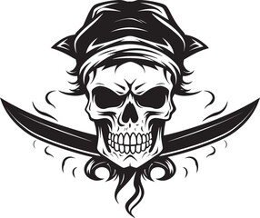 Swashbucklers Logo Skull and Dagger Insignia Rogue Pirates Crest Buccaneers Mark