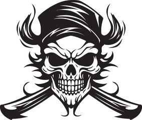 Pirate Captains Insignia Emblem of Piracy Dagger Piercing Skull Symbol Skull with Crossed Daggers