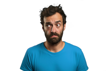 Close up of a worried caucasian man