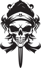 Pirate Captains Insignia Skull and Dagger Badge Dagger Piercing Skull Logo Emblem of Rogues