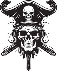 Swashbucklers Insignia Emblem of the High Seas Rogue Pirates Badge Dagger through Skull Design
