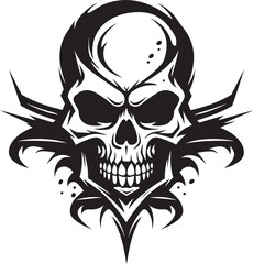 Pirate Captains Insignia Skull with Dagger Deadly Pirate Emblem Dagger Piercing Skull