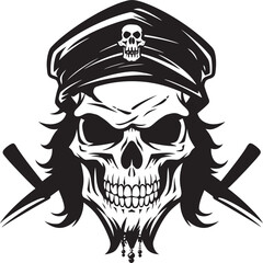 Cutthroat Pirate Emblem Dagger through Skull Design Jolly Roger Insignia Iconic Symbol of Rogues