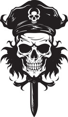 Jolly Rogers Mark Pirate Skull with Blade Rogue Pirate Insignia Deadly Dagger Emblem