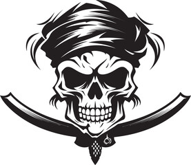 Skull and Blade Iconography Buccaneers Emblem Cutthroat Pirate Symbol Jolly Roger Dagger