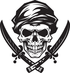 Cutthroat Pirate Symbol Jolly Roger Dagger Skull with Dagger Badge Icon of Piracy