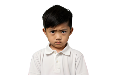 Close up of an angry chinese kid