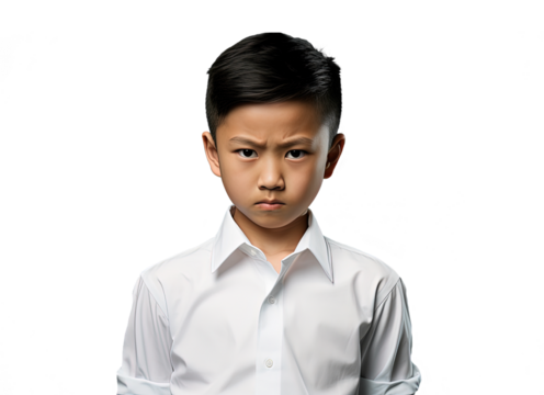Close up of an angry chinese kid