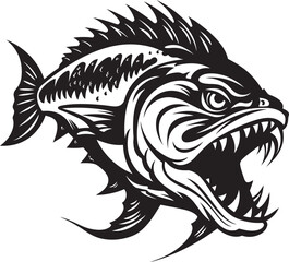 Streamline Serenity Elegant Tropical Fish Iconic Vector Art Dark Elegance Raven Perched on Skull Logo Vector