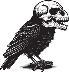 Obraz premium Shadowed Ravens Perch Vector Logo Art Ravens Flight Vector Skull Icon