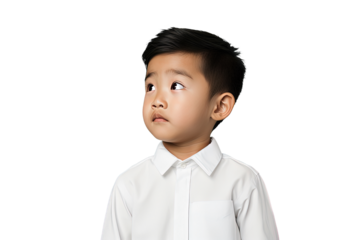 Close up of a thoughtful chinese boy