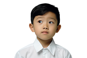 Close up of a thoughtful chinese boy