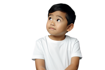 Close up of a thoughtful chinese boy