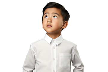 Close up of a chinese boy pointing with his finger