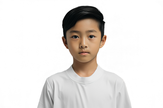 Close up of a serious chinese boy