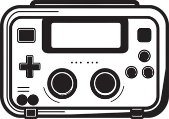 Pocket Arcade Adventure Retro Console Emblem Vintage Gaming Excitement Portable Console Vector Graphic