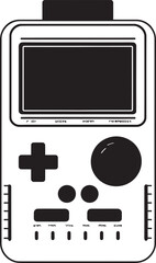 Pixel Art Gaming Console Emblem Portable Vector Design Old School Portable Gaming System Logo Retro Vector Graphic