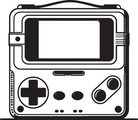 Nostalgic Gaming Companion Symbol Portable Console Vector Art Antique Portable Arcade Logo Retro Vector Design