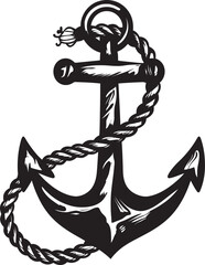 Sailing Tradition Badge Anchor and Rope Vector Design Vintage Seafaring Mark Ship Anchor with Rope Vector Graphic