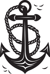 Seafarers Mark Logo Anchor and Rope Vector Graphic Oceanic Discovery Symbol Ship Anchor with Rope Vector Icon