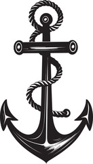 Oceanic Discovery Symbol Ship Anchor with Rope Vector Icon Retro Maritime Insignia Anchor Rope Vector Design