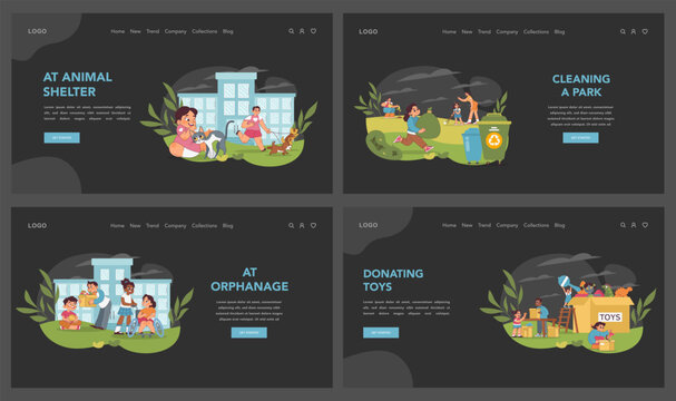 Compassion in action set. Vector illustration