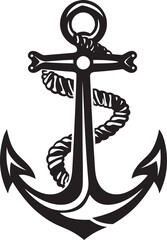 Anchored Adventure Logo Anchor and Rope Vector Design Retro Maritime Insignia Ship Anchor with Rope Vector Graphic