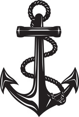 Seafarers Mark Emblem Ship Anchor with Rope Vector Icon Anchored Adventure Logo Anchor and Rope Vector Design