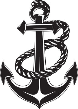 Maritime Legacy Icon Anchor Rope Vector Emblem Nautical Heritage Symbol Ship Anchor with Rope Vector Design