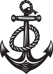 Oceanic Discovery Badge Ship Anchor with Rope Graphic Retro Maritime Insignia Anchor and Rope Vector Emblem