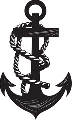 Seafaring Icon Ship Anchor with Rope Vector Vintage Ship Anchor Logo Rope Vector Graphic