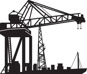 Seaport Infrastructure Symbol Shipping Port Crane Vector Dockside Crane Icon Port Crane Vector Design
