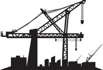 Harbor Freight Handler Badge Shipping Port Crane Graphic Seafaring Infrastructure Emblem Crane Vector Icon