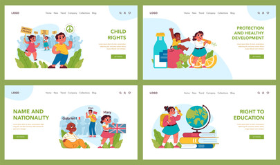 Fototapeta premium Child rights set. Vector illustration
