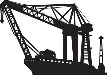 Nautical Harbor Operations Symbol Crane Vector Graphic Marine Cargo Operations Icon Port Crane Vector Design