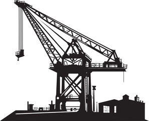 Harbor Crane Logo Port Crane Vector Graphic Seaport Infrastructure Icon Shipping Port Crane Design