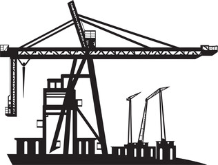 Seafaring Infrastructure Logo Crane Vector Design Dockside Crane Icon Port Crane Vector Emblem