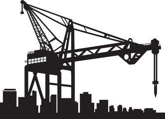 Dockyard Freight Handler Symbol Crane Vector Emblem Maritime Container Terminal Emblem Port Crane Vector Icon