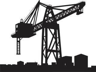 Wharfside Container Terminal Icon Shipping Port Crane Emblem Dockside Cargo Handler Symbol Crane Vector Design
