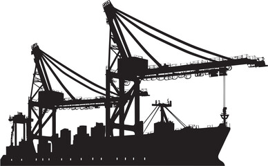 Seafaring Infrastructure Symbol Shipping Port Crane Design Dockyard Freight Handler Icon Crane Vector Emblem