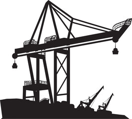 Coastal Logistics Symbol Shipping Port Crane Graphic Nautical Harbor Operations Emblem Crane Vector Design