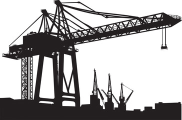 Dockyard Freight Handler Icon Crane Vector Emblem Maritime Container Terminal Logo Port Crane Vector Design