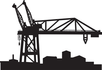 Harbor Crane Icon Port Crane Vector Graphic Seafaring Infrastructure Emblem Shipping Port Crane Logo