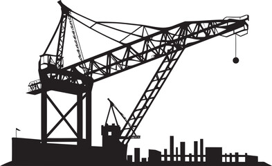 Maritime Terminal Emblem Shipping Port Crane Design Harbor Infrastructure Symbol Crane Vector Logo