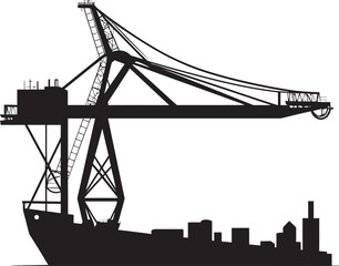 Harbor Infrastructure Symbol Crane Vector Logo Dockside Logistics Icon Port Crane Vector Graphics