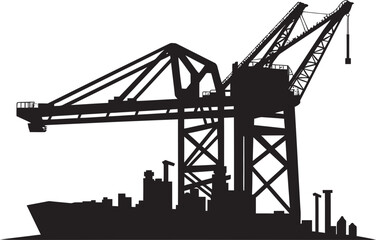 Wharfside Operations Symbol Shipping Port Crane Design Industrial Dockyard Icon Crane Vector Logo