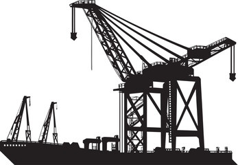 Maritime Cargo Handler Icon Port Crane Vector Design Seaport Logistics Symbol Crane Vector Graphic