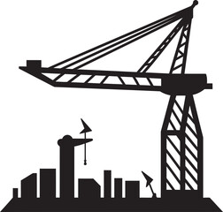 Harbor Crane Silhouette Shipping Port Emblem Container Terminal Badge Crane Vector Design