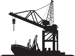 Harbor Operations Symbol Crane Vector Logo Industrial Dockyard Icon Port Crane Vector Graphic