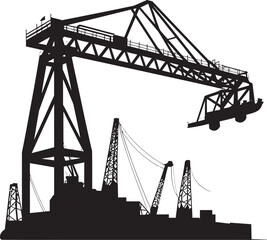 Cargo Handling Facility Emblem Shipping Port Crane Design Marine Terminal Symbol Crane Vector Logo